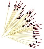PuTwo Cocktail Picks Handmade Bamboo Appetizer Toothpicks 100 Counts 4.7" Black Pearls