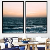 2 Piece Framed Canvas Wall Art Sunset and Ocean Landscape Canvas Prints Home Artwork Decoration for Living Room,Bedroom - 16