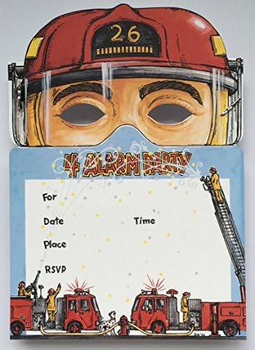 Fireman Party Mask Boys Birthday Party Invitation