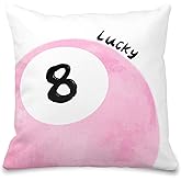 GCFET Preppy 8 Ball Pillow Covers - 18x18 Pink Lucky 8 Ball Pillowcase, Vintage Pool Throw Pillow Covers, Trendy Y2k Room Decor