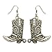 RechicGu Vintage Gold Western West Cowgirl Texas Boots Spur Dangle Drop Earrings Rodeo Boho Fancy Dress Costume