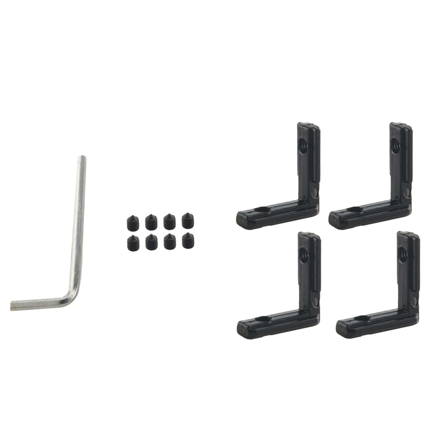Qndanoan 20Pcs Black T Slot L-Shaped Angle Slot Connector Joint Bracket with Screws and Wrench Tool for 2020 Series Aluminum Extrusion Profile Slot 6Mm