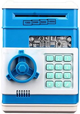 Balai Coin Bank Creative Kids Birthday Gift Money Box Toys Simulation ATM mini Piggy Bank Safe Password-Blue
