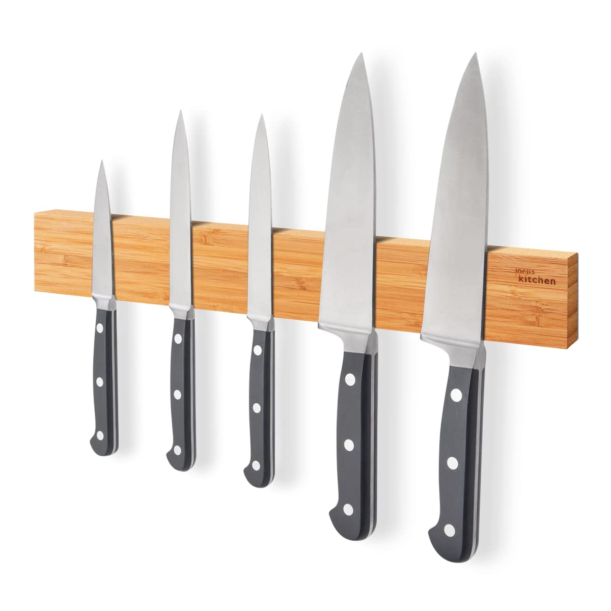 Joejis Magnetic Knife Holder 16" 40cm - Made from Bamboo - Extra Strong Magnetic Rack - Wall Mounted Kitchen Knives & Utensils Storage Organiser