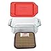 8-Inch Square Baking Dish with Red Plastic Lid, Brownies Pan - Includes Bamboo Hot Pad by Andalus