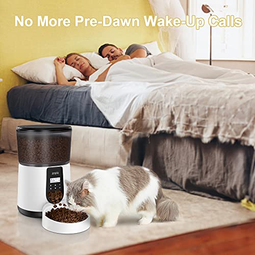 Automatic Cat Feeder, Arspic 4L Auto Pet Cat Food Dispenser with Programmable Timer feeder and Portion Control Automatic Dry Food Feeder for Small & Medium Cats Dog with Desiccant Bag & Voice Recorder