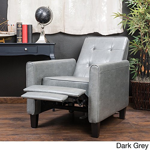 Home Ethan Tufted Bonded Leather Recliner Chair Dark Grey