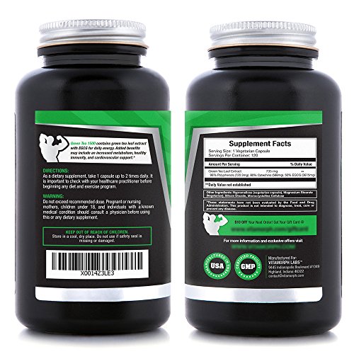 Green Tea EGCG Extract Supplement Highest Potency 735mg Capsules For An