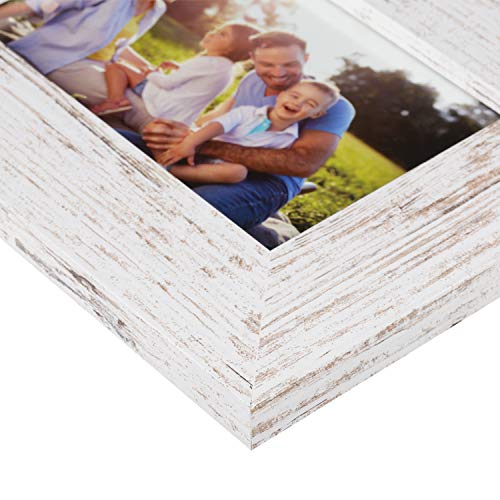 Wood Photo Frames, SasaAccueil Vintage Wooden Rustic Picture Frame Set with High Definition Glass for Wall Mount Table Top Display Unique Durable 3 Pack (Antique White, 8x10'')