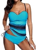 Dearlove Women's Strappy Push up Printed Tankini Swimsuits with Brief S-XXXL