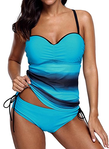 Dearlove Women's Strappy Push up Printed Tankini Swimsuits with Brief S-XXXL Dearlove Women's Strappy Push up Printed Tankini Swimsuits with Brief S-XXXL