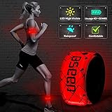 BSEEN 2ed Generation LED Slap Band, Patented Heat Sealed Design, Glow in The Dark, Water/Sweat Resistant, Highly Reflective Printing, Artistic Designs, Fashion Meets Safety (Red-Design I)
