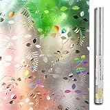 LEMON CLOUD No Glue Static Cling Privacy Glass 3D Frosted Leaf Window Films (17.7 by 78.7 Inches, Color 1)