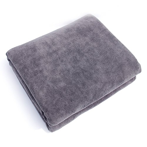 Bath Towels Multi-Purpose Microfiber (32 x 71 Inch) Soft Fast Drying Travel Gym Home Hotel Office Washcloths (Grey)