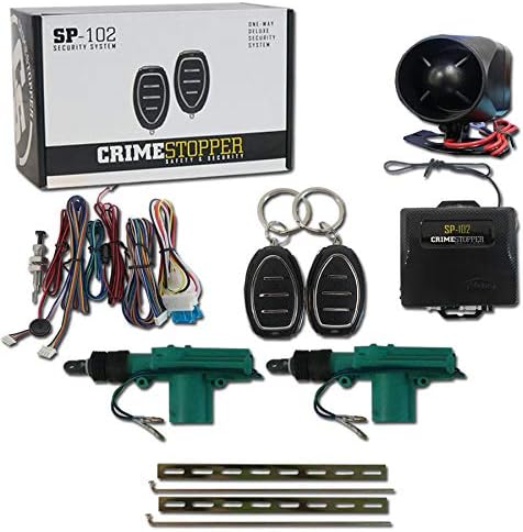 Crimestopper SP-102 1-Way Car Alarm System with 2 Remotes & Keyless Entry + Universal Door Lock Actuator 2 Wire