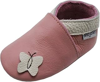 Mejale Weiche Sohle Leder Babyschuhe Lauflernschuhe Krabbelschuhe Kleinkind Kinderschuhe Hausschuhe Karikatur Schmetterling(6-12 Monate, Rosa,M)