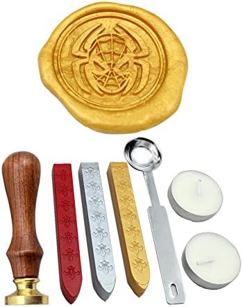 FQL Spider-man Vintage Rosewood Wax Seal Stamp Set With Gold Red Silver Sticks