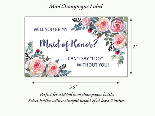 ● SET of 8 ● Bridesmaid Proposal - Bridesmaid Mini Champagne Labels - 6 Be My BRIDESMAID Labels + 1 MAID of HONOR + 1 MATRON of HONOR Label, Bridal Party Ask, 3.5” x 2” WEATHERPROOF Labels, M335-ASK-8 - Thumbnail 7