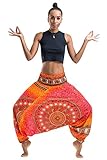 Harem Pants Unisex Tribal Chakra Jumpsuit Harem Pants for Men & Women, One Size, Orange