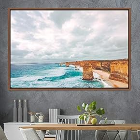 signwin Framed Canvas Wall Art Coastal Scenery Aerial...