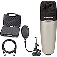 Samson C01 Large Diaphragm Condenser Microphone with Mic Stand, Pop Filter, and XLR Mic Cable Studio Recording Bundle