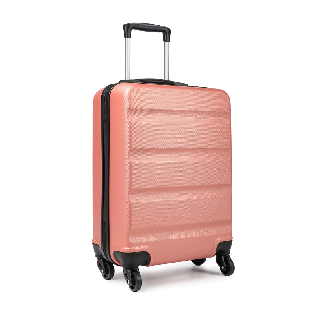 Kono Carry on Luggage Hard Shell ABS Cabin Suitcase 4 Wheeled Spinner 55cm 33L (Nude)