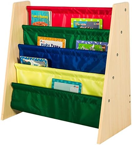 Edencomer FSC Certified 4 Pockets Bookshelf Home Kids Storage Rack, Natural