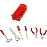 SXFSE Dollhouse Decoration Accessories, 1:12 Dollhouse Miniature Scene Model Work Tools Set with Toolbox 7 Pcs (Red Tools+Red Box, As Shown)