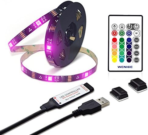 WENICE LED Strip Lights 4m/157in for 65/70/75 inch TV, USB 5v RGB Flexible 5050 Light with 24 Key IR Remote Dimmable LED Strip Kit-multi color