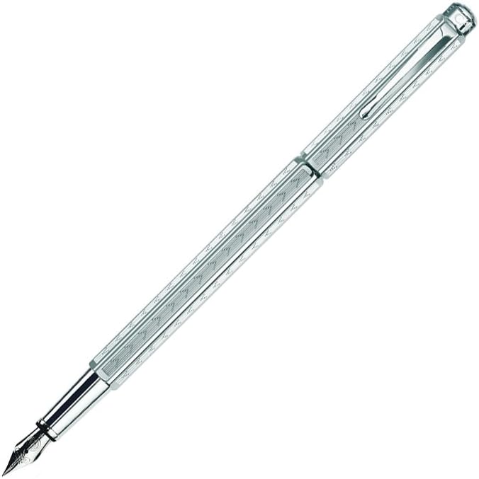 Caran d'Ache Ecridor Fountain Pen - 'Chevron' Silver Plated