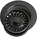 Elkay LKD35BK Black Polymer Disposer Flange Fitting with Removable Basket Strainer and Rubber Stopper