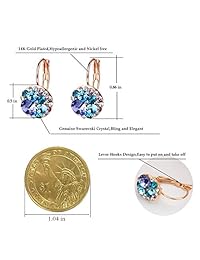 Pendientes de aro con cristales de Swarovski multicolor, chapados en oro de 14 quilates