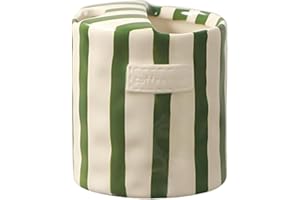 Quhoxdye Retro Striped Hand-Painted Ceramic Mark Hand-Held Cup Heat-Resistant Non-Slip Double-Enjoy Cup for Milk Coffee Juice