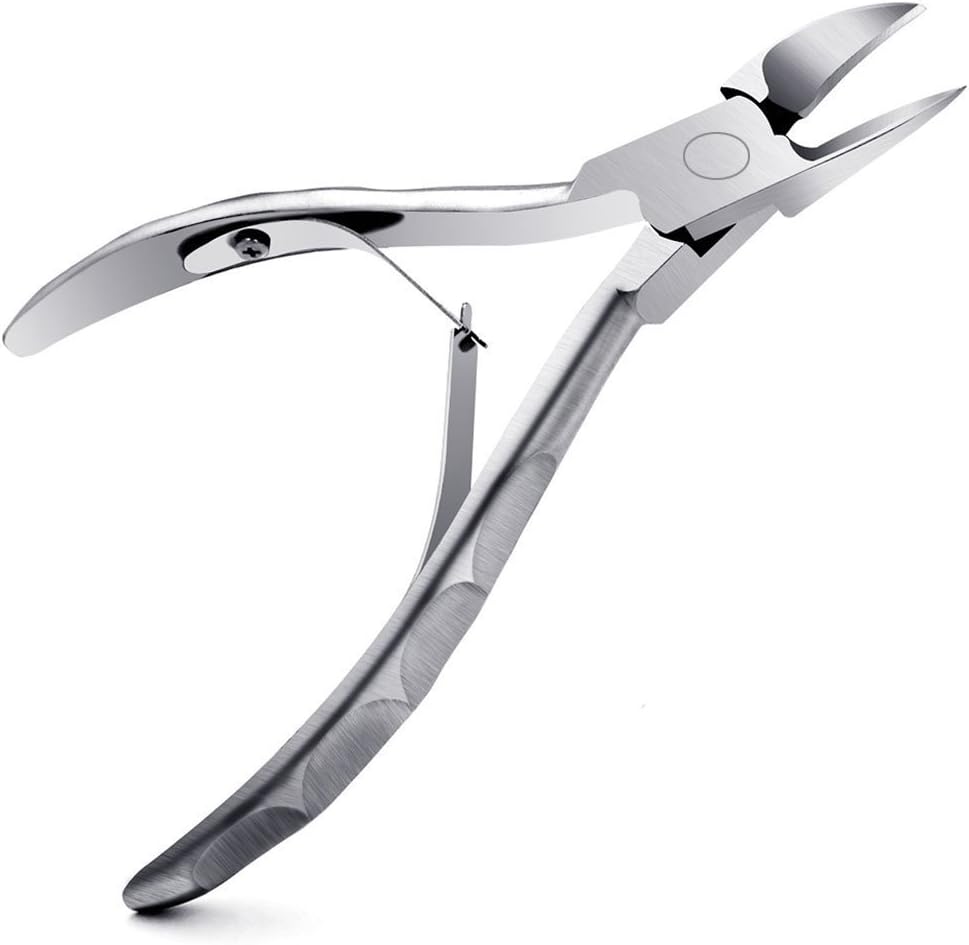 Toenail Clippers/Nippers for Thick and Ingrown Toenails, Auxent 5" Long Stainless Steel Cuticle Nippers, Safety Tip Cover Included, Silver