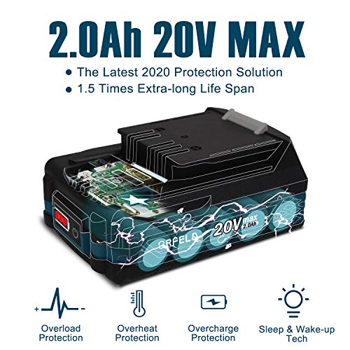 ORFELD Cordless Drill, 20V Drill Driver with 2.0Ah Battery, Built-in LED, 2 Variable Speed, 270 In-lbs Torque, 20 Clutch, 3/8'' Metal Keyless Chuck, 43 pcs Accessories, Blue - Thumbnail 2