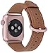 JSGJMY Compatible for Iwatch Band 42mm 44mm M/L Women Men Genuine Leather Loop Replacement Strap for iWatch Series 4 (44mm) Series 3 2 1 (42mm),Camel with Rose Pink Clasp