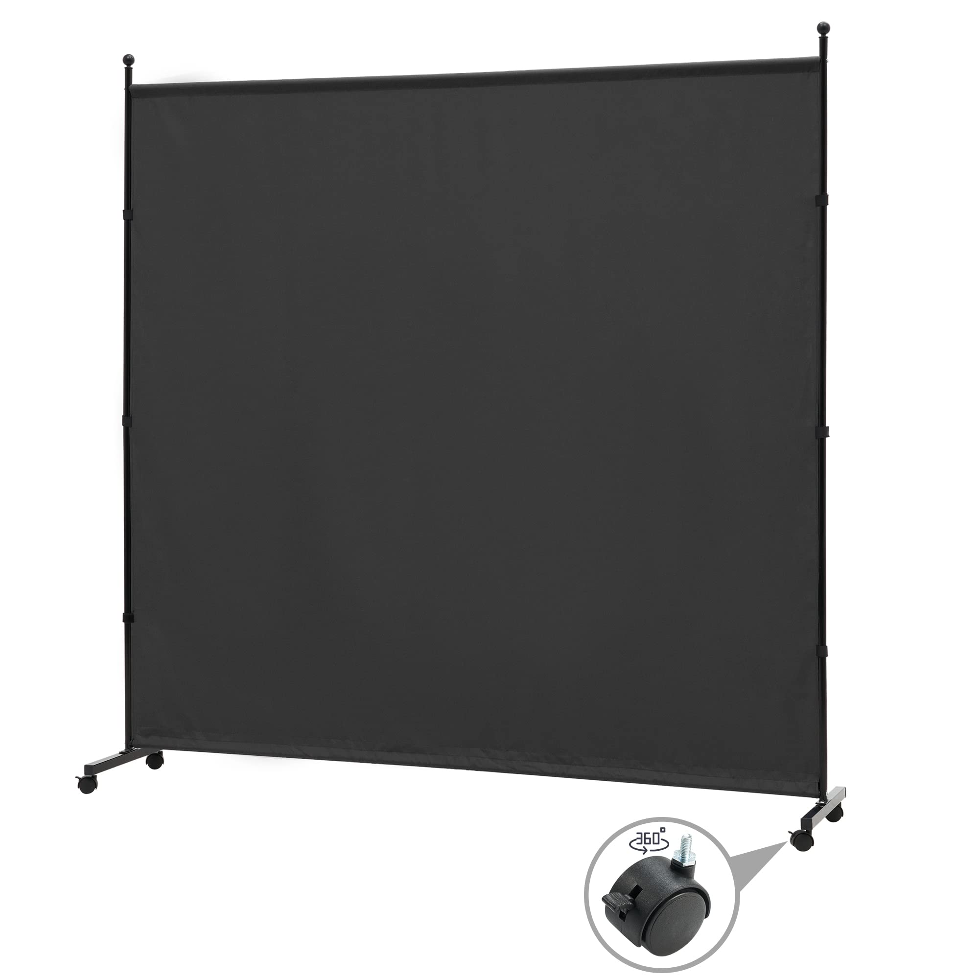 Photo 1 of SIMFLAG 6FT Single Panel Room Divider with Wheels,Rolling Fabric Room Dividers for Partition Privacy Screens,Freestanding Wall Divider for Home Office,Restaurant,Hospital,(Black)