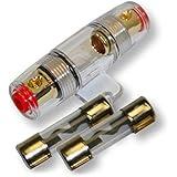 Asdomo Audio 80A 80 Amp Car Fuses Block Single Inline AGU Fuse Holder Fits 4 8 10 Gauge Wire With Two Fuse