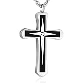 XIUDA Cross Urn Necklaces for Ashes Crystal Cremation Pendant Urns for Human Ashes Memorial Keepsake Cremation Jewelry for Men Women