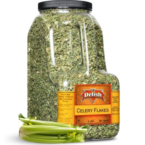 Dried Celery Flakes by It's Delish, 2 Lbs Bulk Restaurant Gallon Size