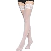 Nydotd Women's Thigh High Stockings Silicone Grip Lace Top Silky Sheer Pantyhose Anti-Slip Silicone Stocking for Women