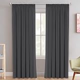 H.Versailtex Blackout Curtains 2 Panels Charcoal Grey 66x90 Pencil Pleat view 2