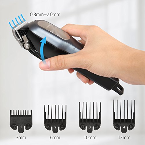 SUPRENT Pro Cordless Rechargeable Hair Clippers for Men, Hair Cutting Kit with 2000mAh Lithium Ion, Titanium Ceramic Blade, Hair Trimmer with Lock-In Length (Blue) - Thumbnail 4