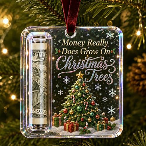 Christmas Cash Gift Holder Ornament, Crystal-Clear Christmas Money Holders for Cash, Funny Holiday Xmas Tree Hanging Ornaments Decor, Gifting Cash Birthday Graduation Back to School Gifts, C at Amazon