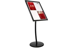 M&T Displays Universal Magnetic Showboard with Magnet 4x(8.5x11) inch Lockable Pedestal Menu Holder Floor Standing Aluminum Front Loading Easy Open Poster Advertisement for Restaurant Cafe Hotel