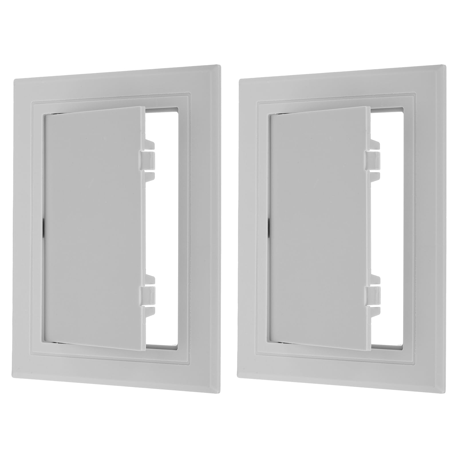 PATIKIL 8x6 inch(195x145mm) Removable Hinged Access Panel, 2 Pcs ABS Plumbing Access Doors Easy Wall Hole Cover for Drywall Plumbing Electrical Cables Wiring, Grey