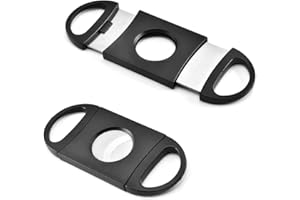 Ktdzone 2 PCS Cigar Cutters Black Plastic Guillotine Cigar Clippers Stainless Steel Double Blade Cigar Knife Scissors