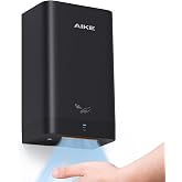 AIKE Compact Hand Dryer for Bathroom, ABS Polycarbonate 110V Black,AK2822 | High Speed Slim Blade Hand Dryer,Plug-in Easy Install and Compact Design,Smart Warm for Home Bathroom,No Paper Waste and Cost