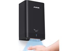 AIKE Compact Hand Dryer for Home Bathroom, Cover ABS Polycarbonate Design, 110V Black Model AK2822