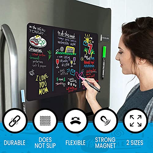 Black Dry Erase Board for Fridge with Bright Neon Chalk